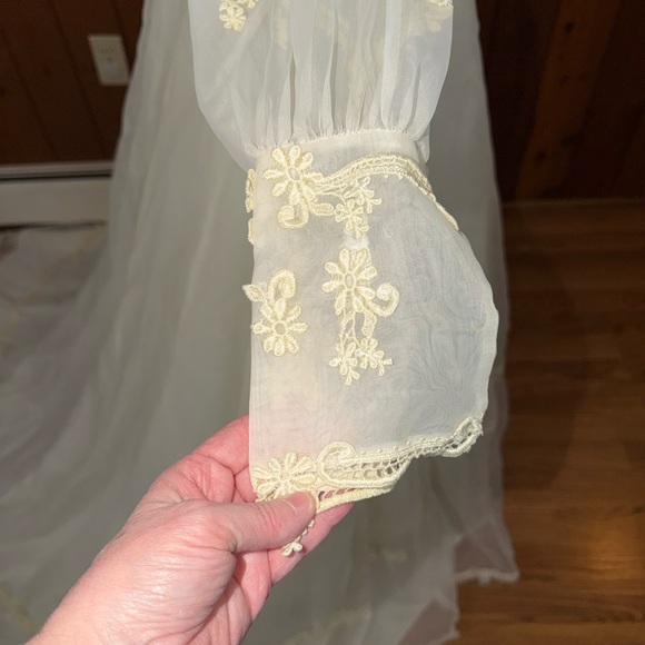 Elegant Vintage 1970s Organza Wedding Gown & Hat Veil - Picture 9 of 12